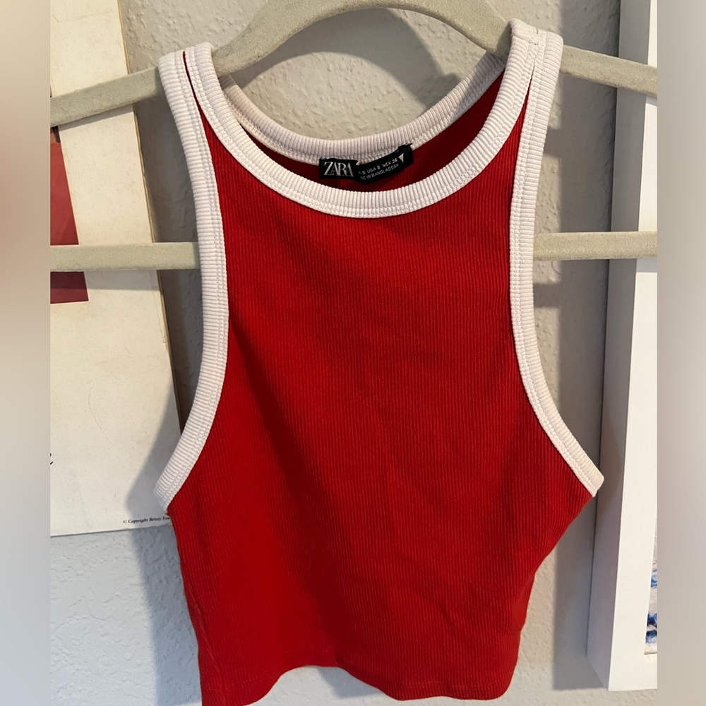 Zara Contrast Red and White Tank Top